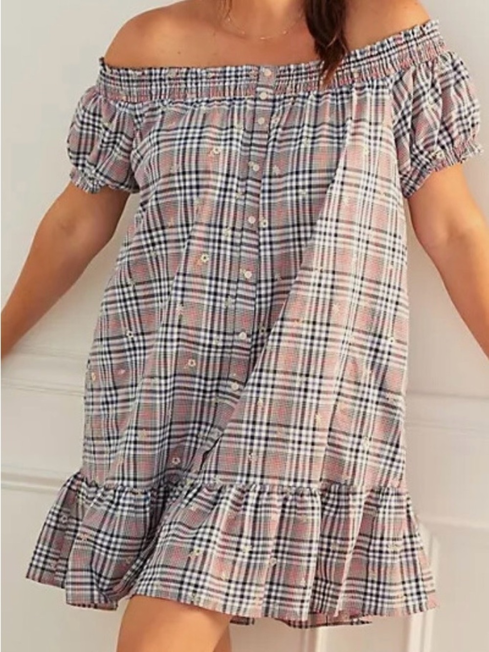 Off-Shoulder Embroidered Dress 2X by Anthropologie